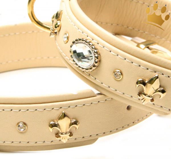 Hundehalsband Fleur de Lis Grand Elfenbein