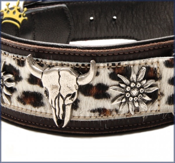 Hundehalsband Kuhfell Wild Leo Detail